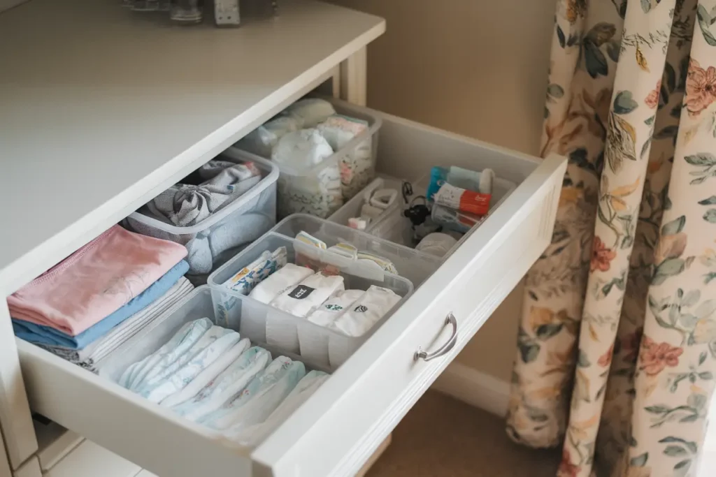 Divide Drawers with Clear Plastic Bins