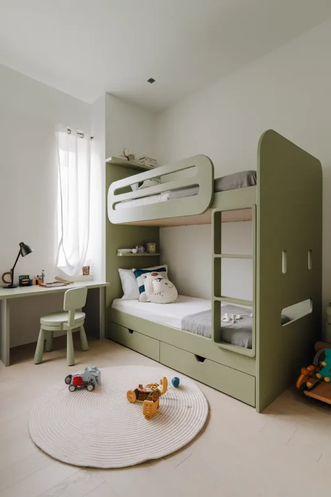 Modern Minimalist Green Bunk Bed