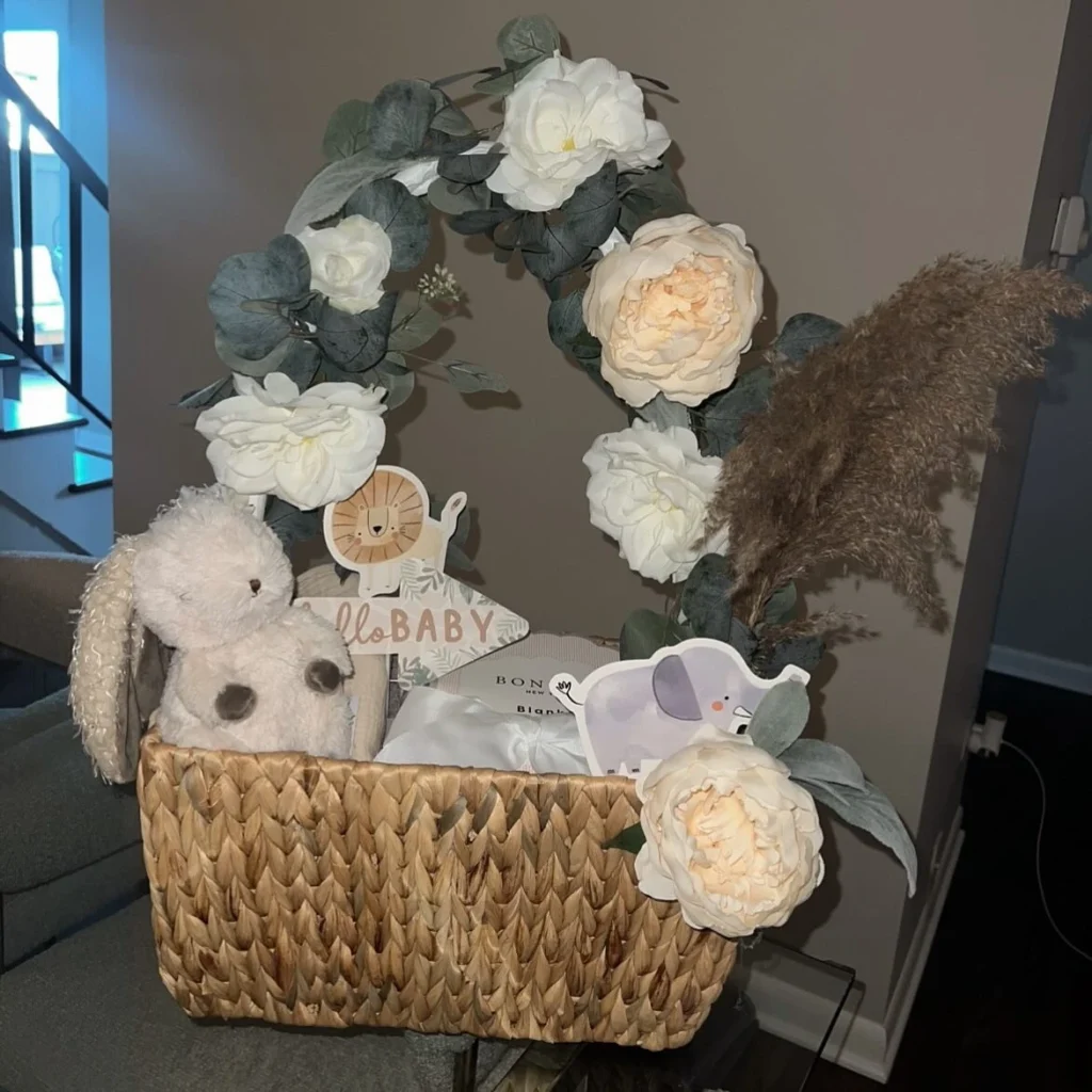 Elegant Floral Baby Shower Basket