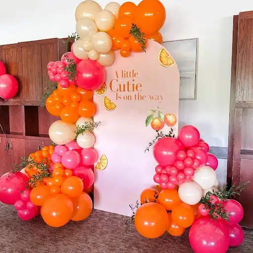 Sweet "A Little Cutie" Backdrop with Citrus Balloons