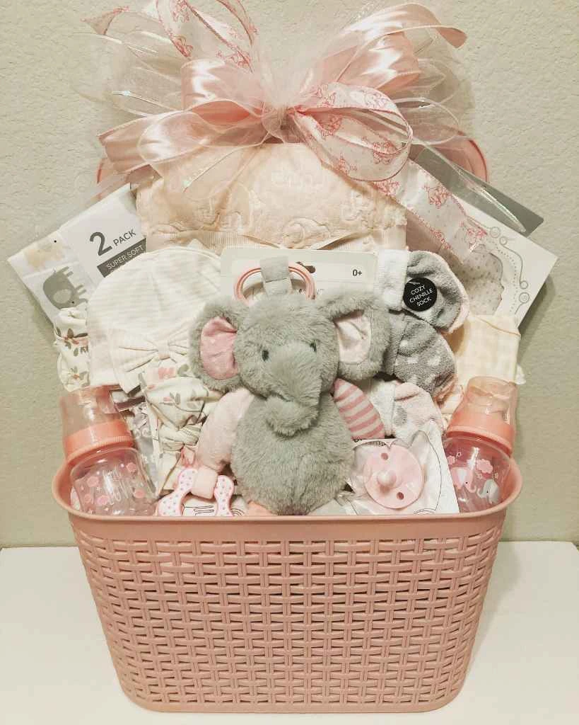 Sweet Elephant Baby Girl Gift Basket