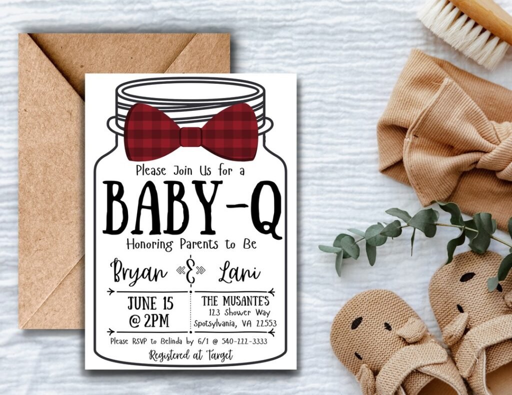 Charming Country Chic: A Mason Jar "Baby-Q" Invitation