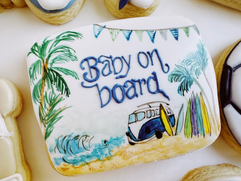 A Beachy Bite of Joy! "Baby On Board" Decorated Sugar Cookie