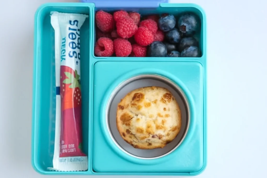 Egg and Cheese Mini Muffins with Crackers and Fruit