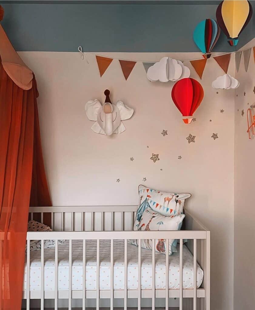 A Nursery with Delightful Hot Air Balloon Accents