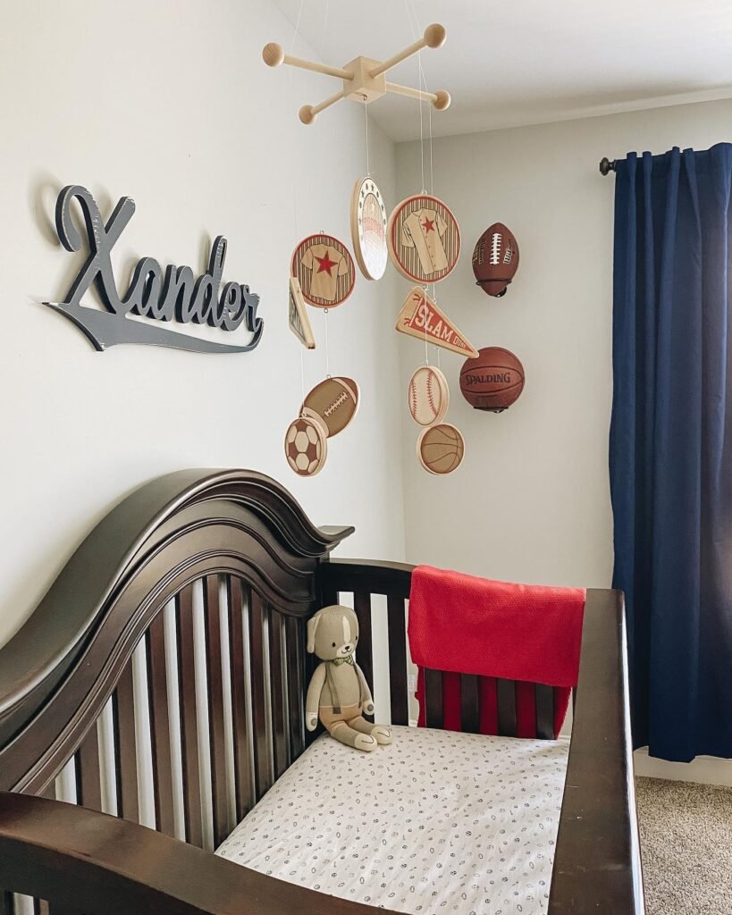 Handmade Vintage Sports Mobile and Personalized Decor Nursery